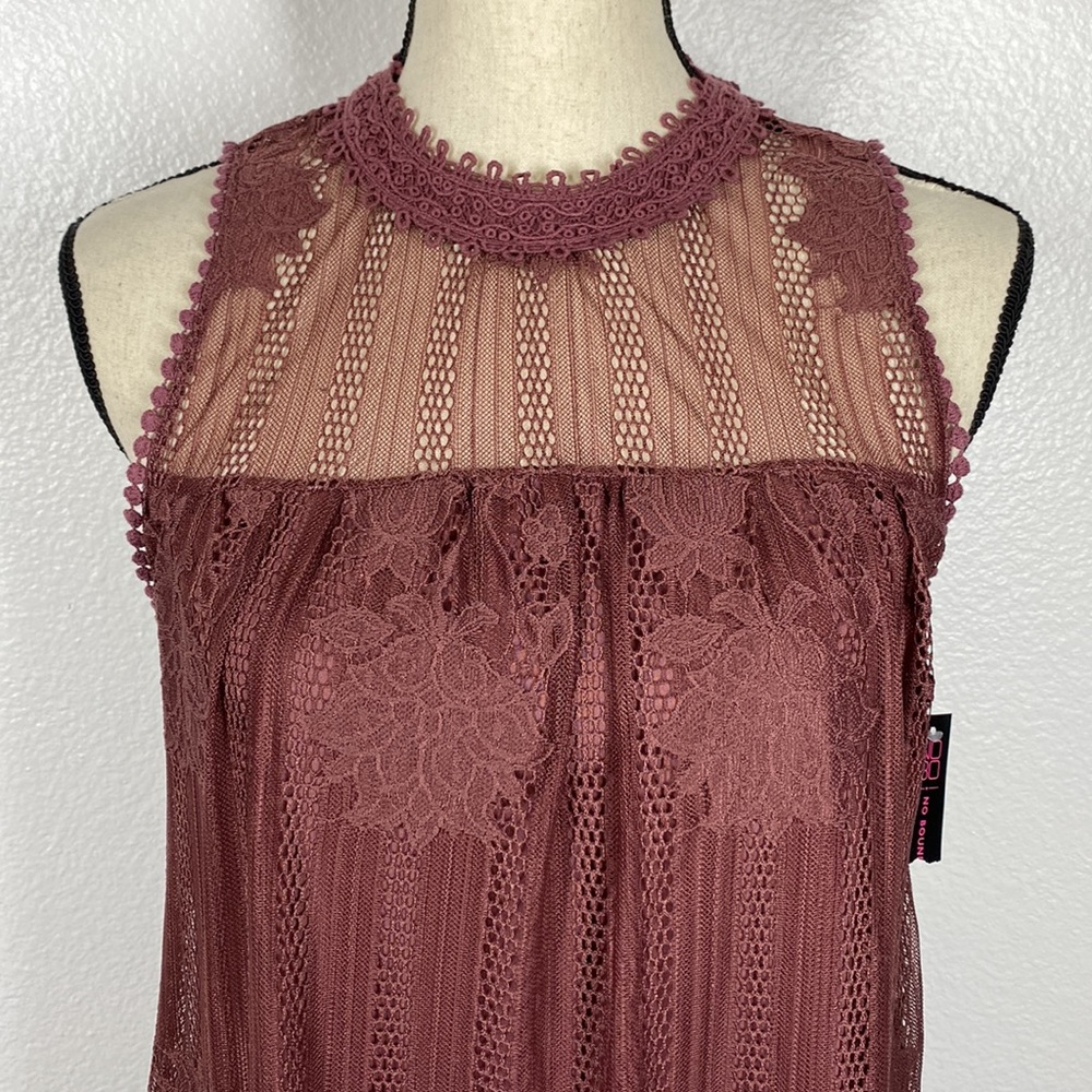 No Boundaries Rustic Brick Lace Mini Dress - Picture 3 of 13